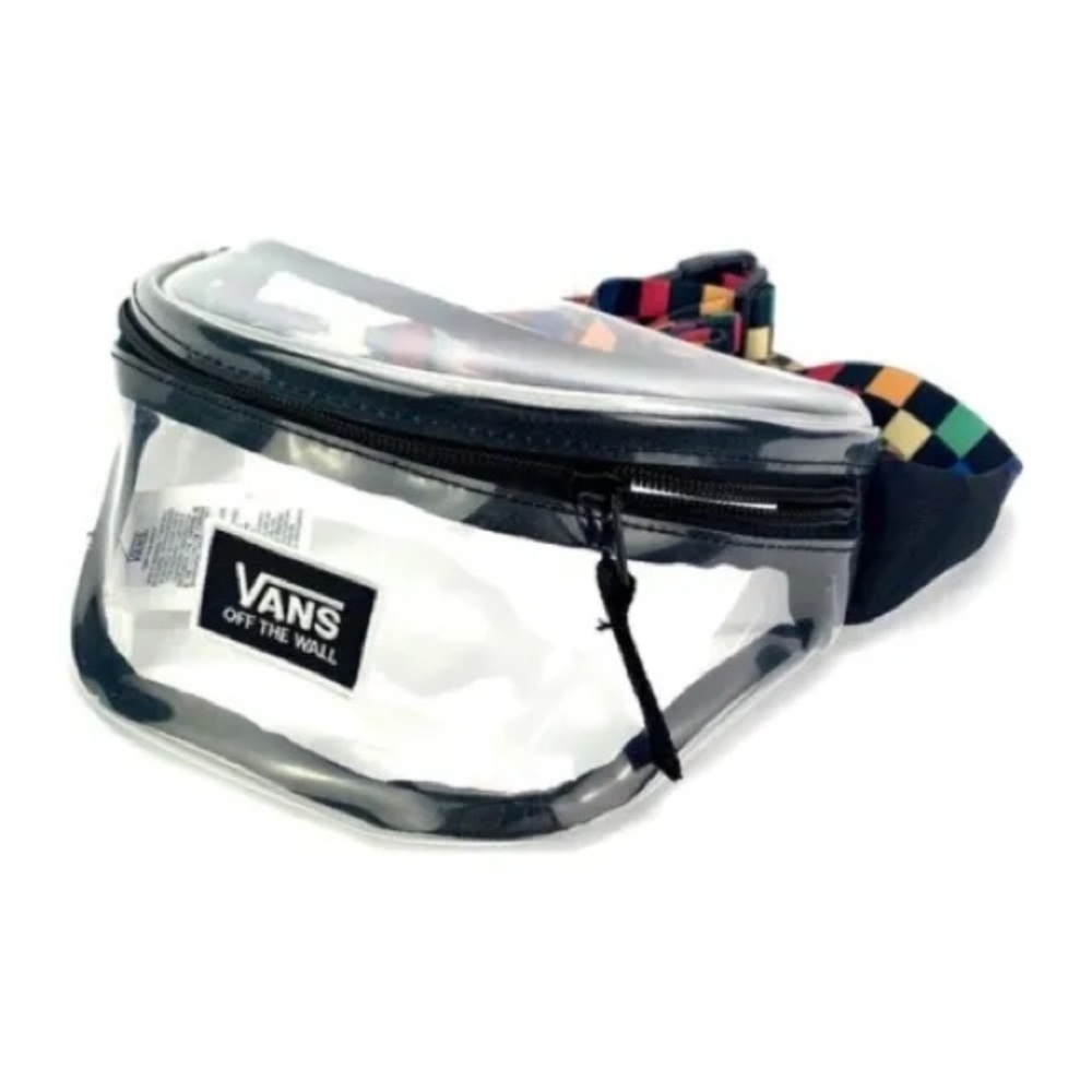 Vans Clear Polyurethane Fanny Pack Unisex Transparent Rainbow Checker Strap